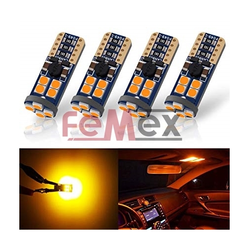 FEMEX Platinum Turuncu T10 12 Smd 3030 Chip Led Ampul Aktif Canbus